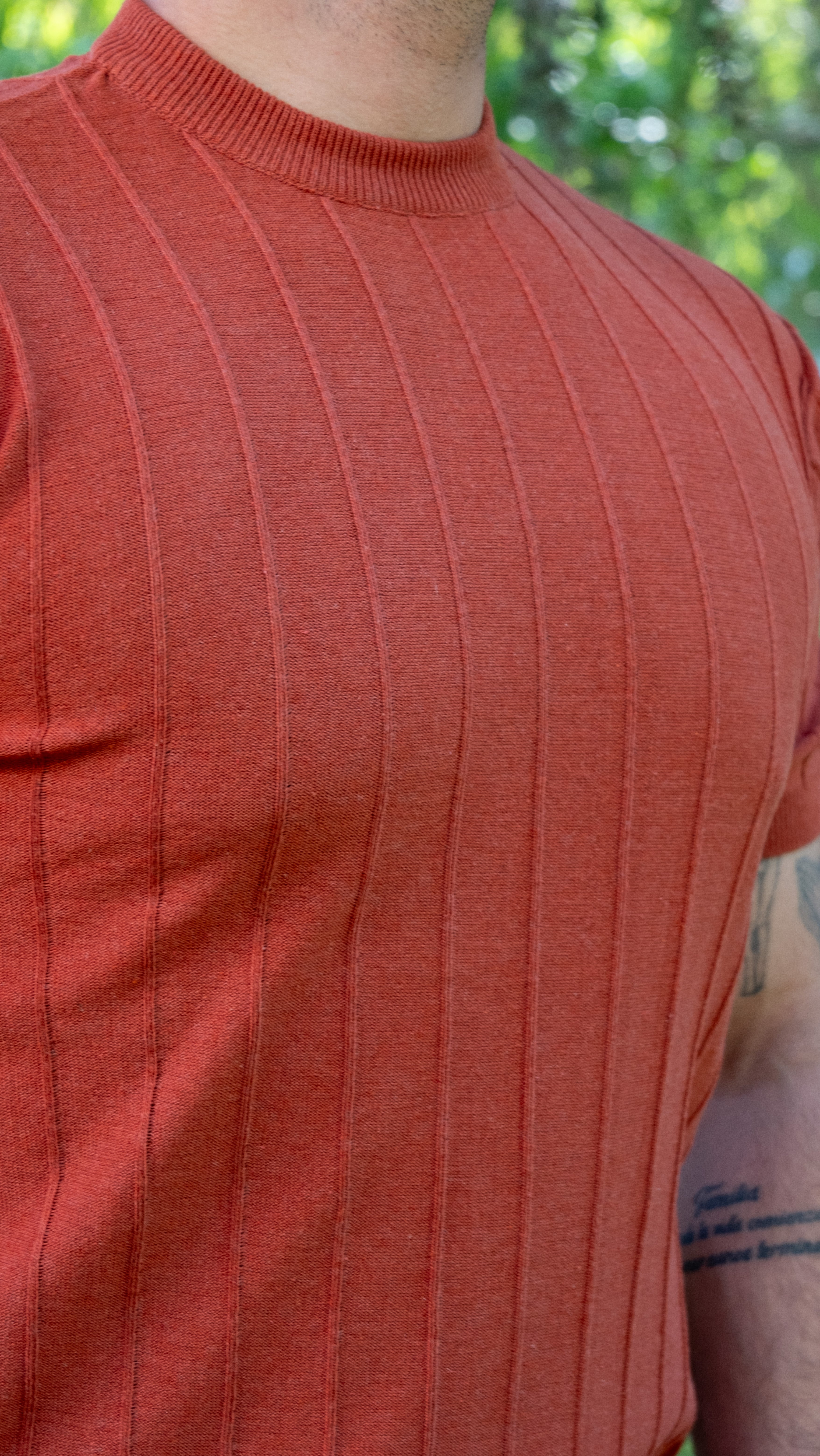 Slim Dar Bisiklet Yaka Düz Triko T-Shirt (Turuncu)