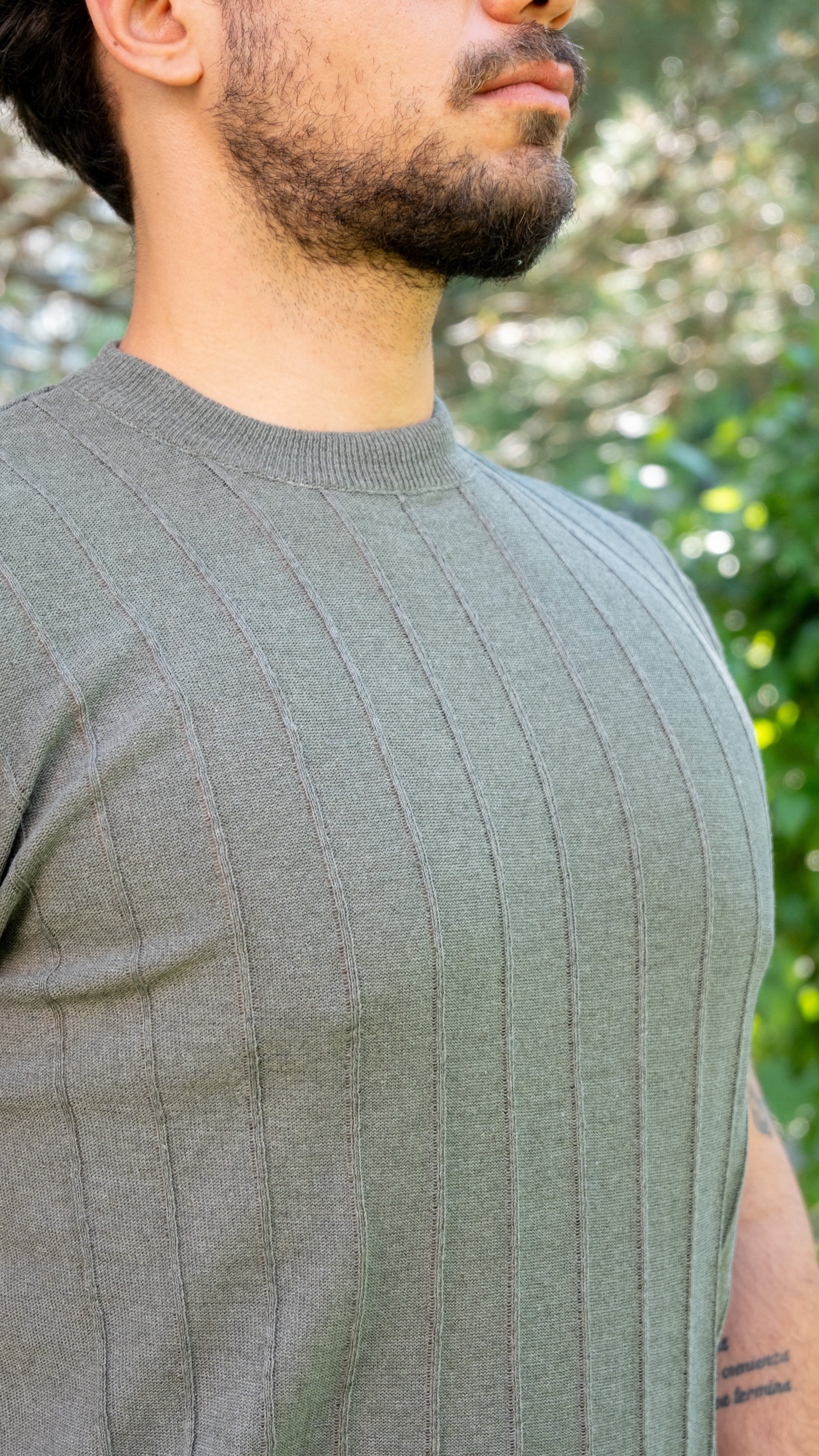 Slim Dar Bisiklet Yaka Düz Triko T-Shirt (Gri)