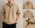 Erkek Polo Yaka Tişört Seti Oversize V Yaka Biyeli Basic Model